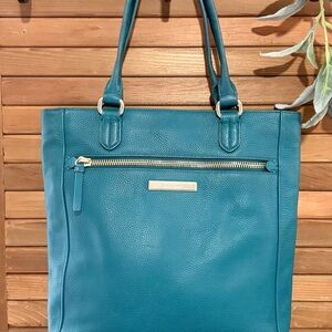 Cole Haan Teal Pebbled Leather Tote Structured Work Bag